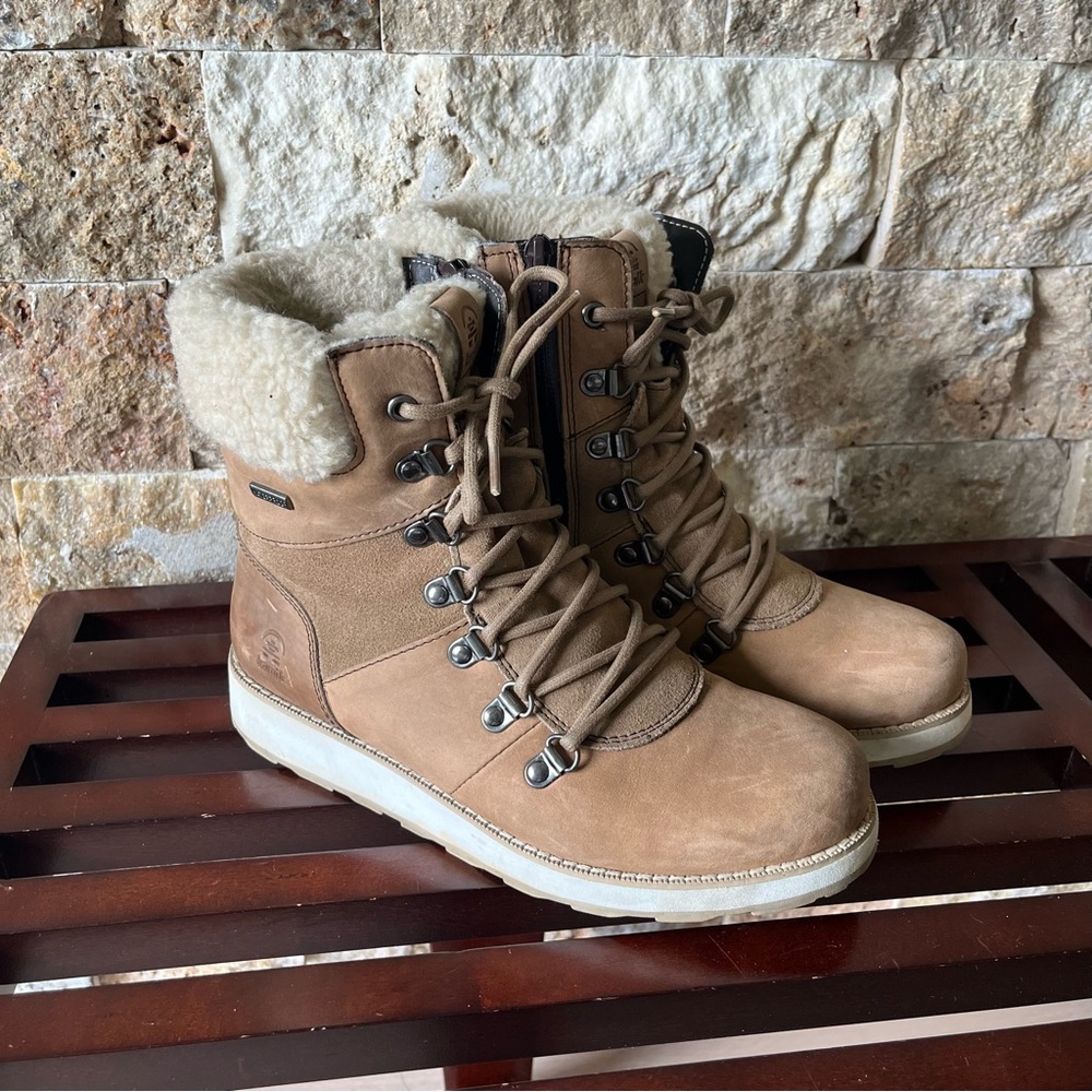 Kamik Ariel F Tan Leather Waterproof Snow Boots - Size 8